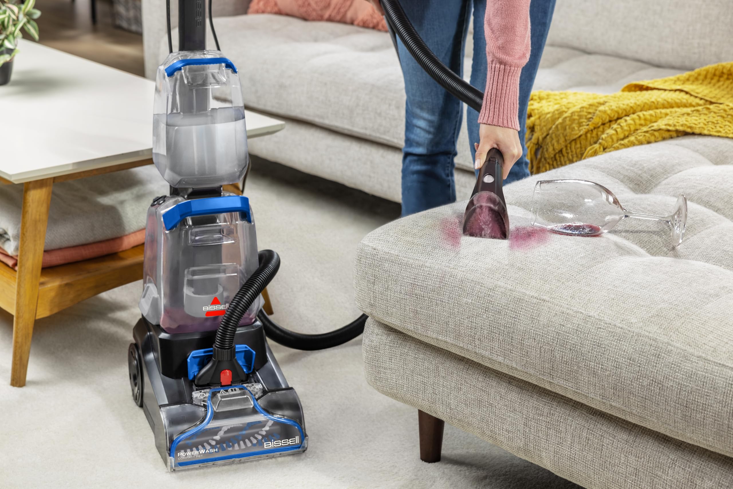BISSELL PowerWash Compact Pet, Shampouineuse pour Taches et Odeurs d’Animaux, Nettoyeur Canapé Tissu Multisurfaces, Nettoyeur de Tapis, Moquette et Tapisserie, 600W, Portable, Filaire, 4058N