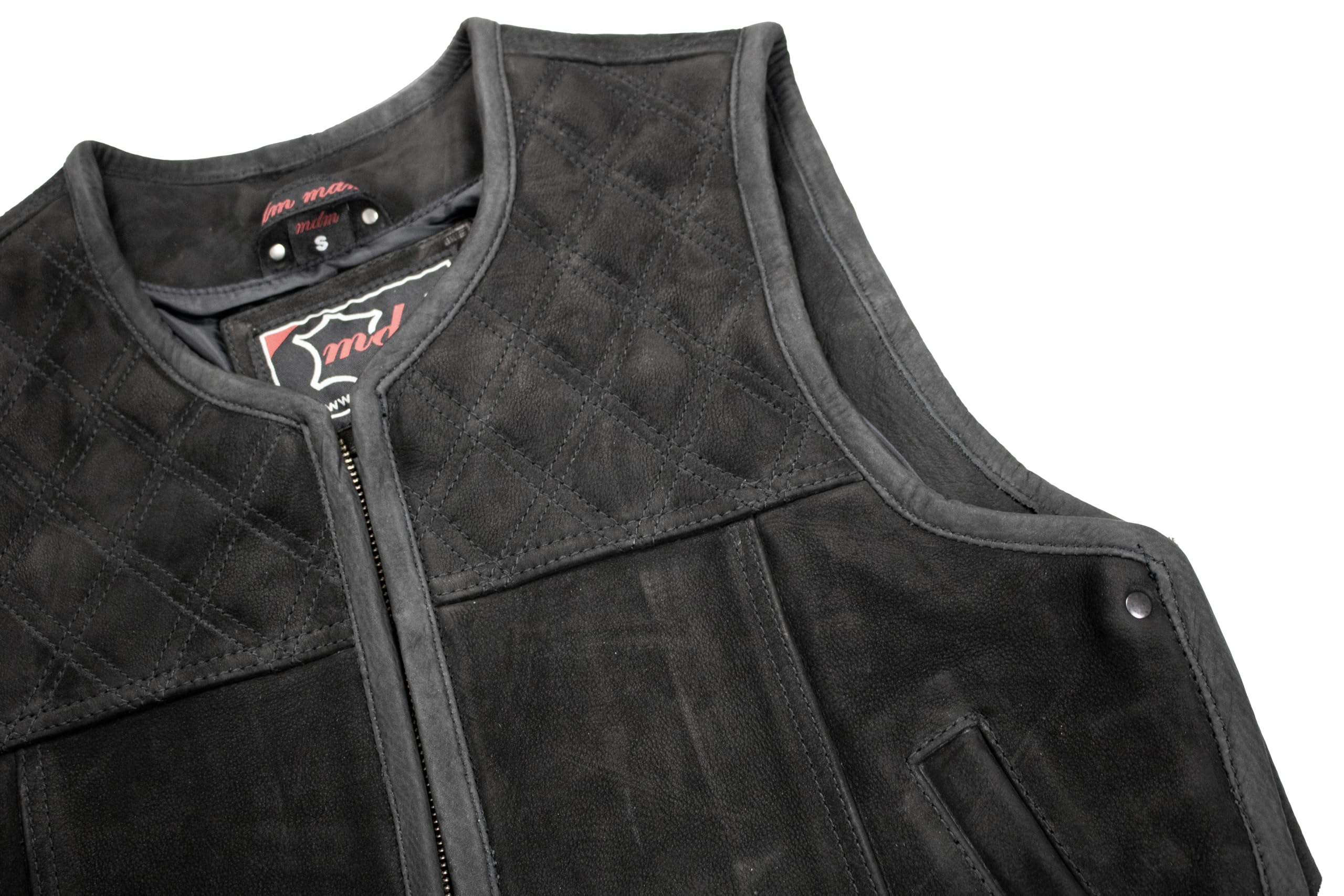 Gilet in pelle con motivo trapuntato, effetto diamante