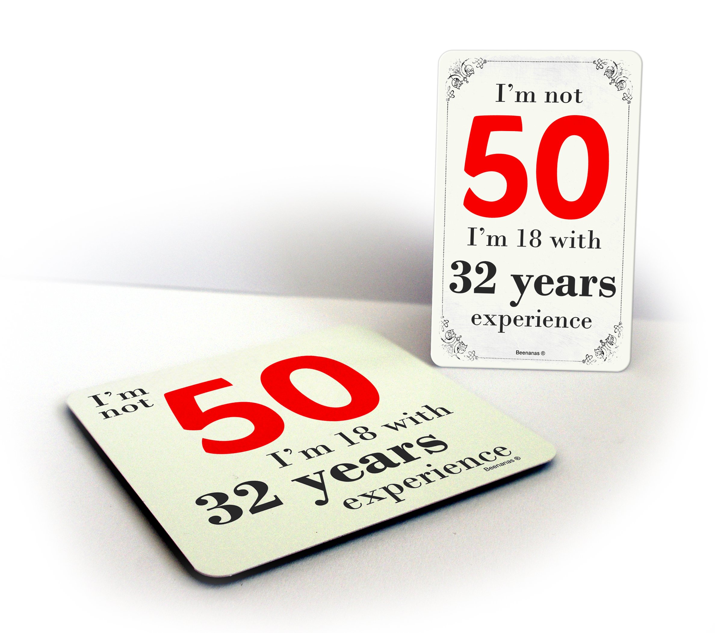 I'm Not 50 Funny 50th Birthday Drinks Coaster & Magnet Bundle