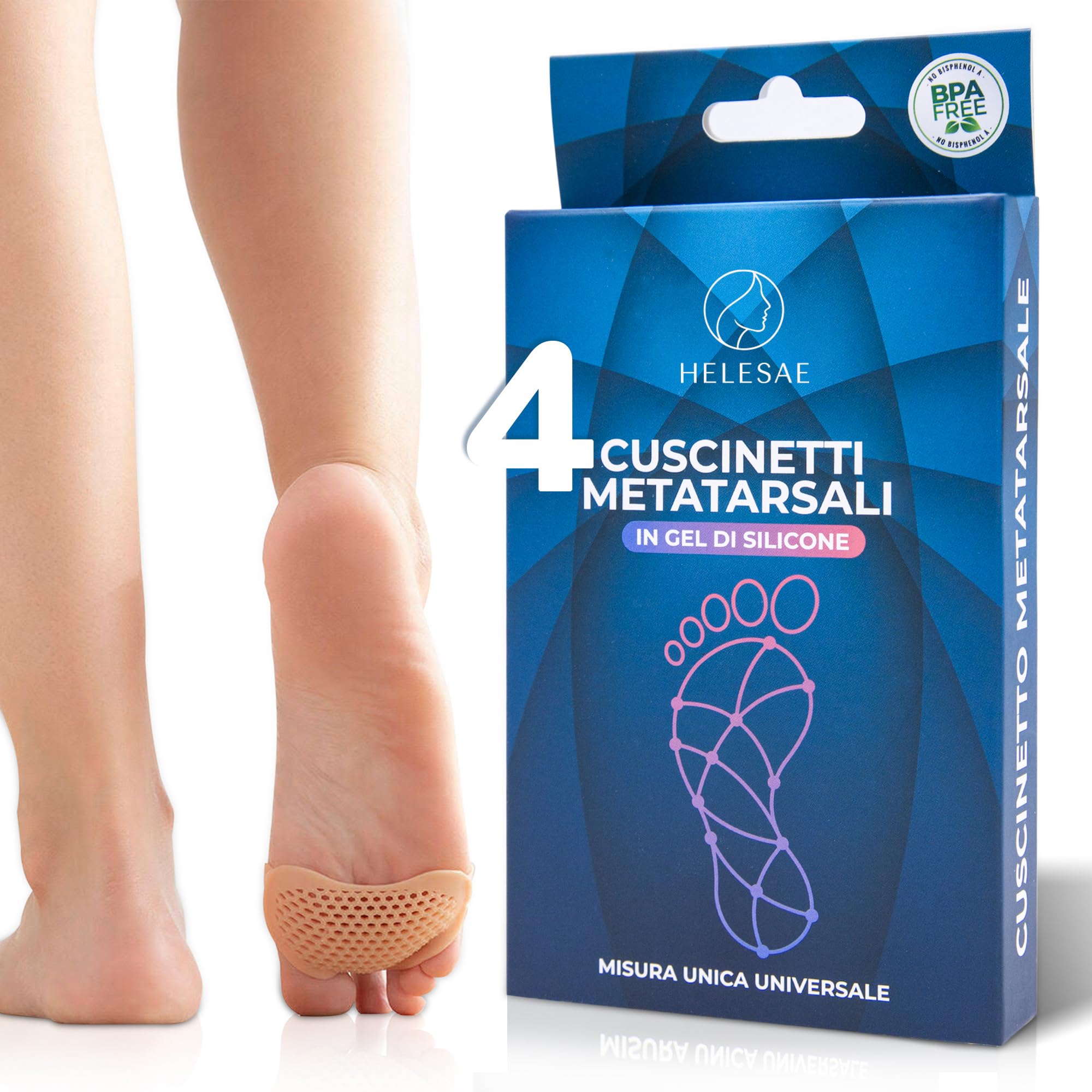 4 Cuscinetti Metatarsali Donna e Uomo in Silicone - Plantare per Protezione Dita Piedi