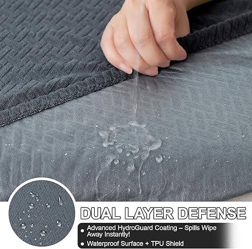 Miniatura 8 de Warmstar Fundas impermeables para sofá modular de 3 piezas, fundas de cojín elásticas de jacquard grueso lavable, apta para mascotas, funda de sofá