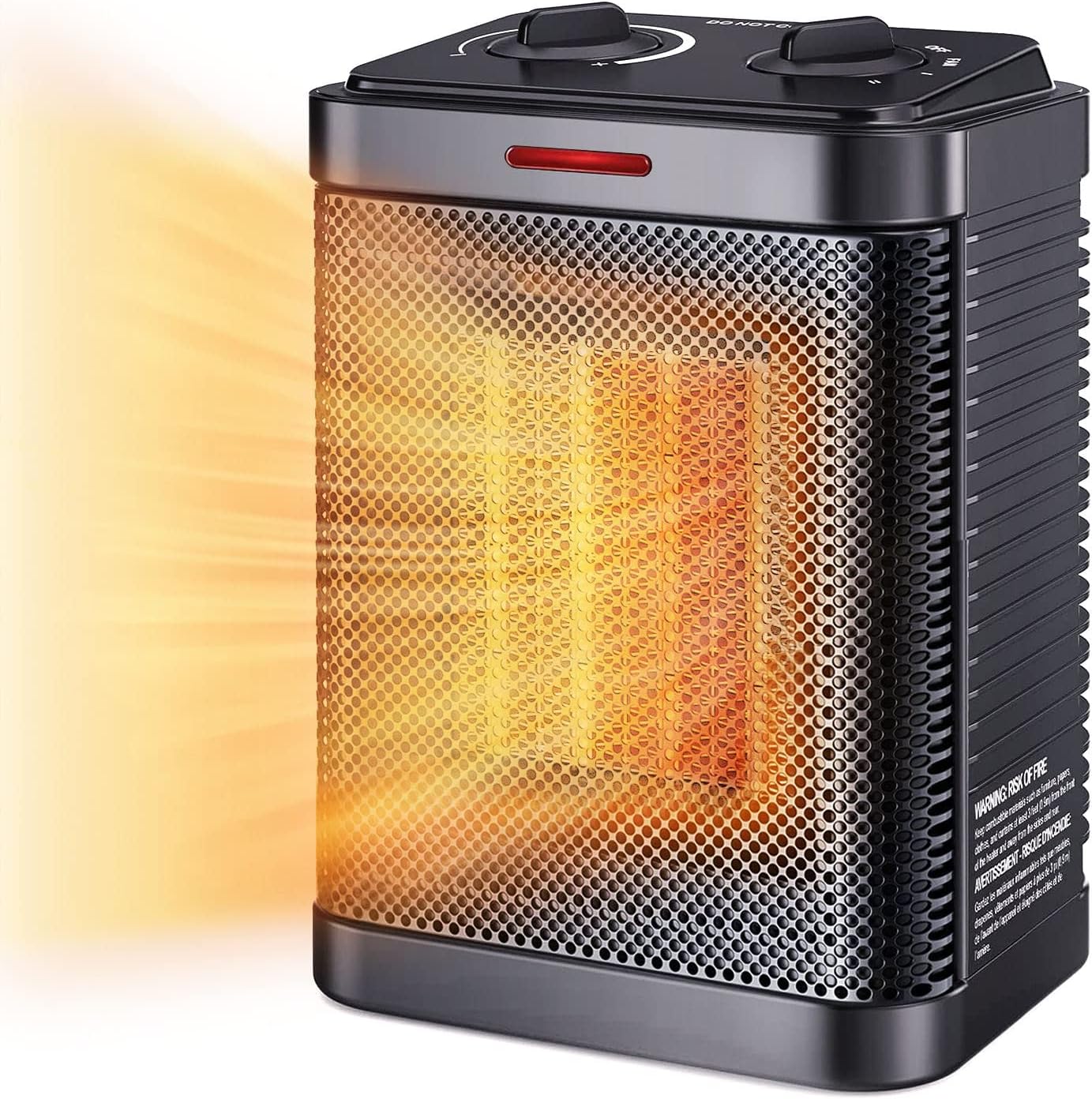 Small Space Heater for Indoor Use,1500W/900W PTC Ceramic Electric Space Heater ,Portable Electric Heater with Adjustable Thermostat,3 Modes,Safety Protection for Office Room Desk Use