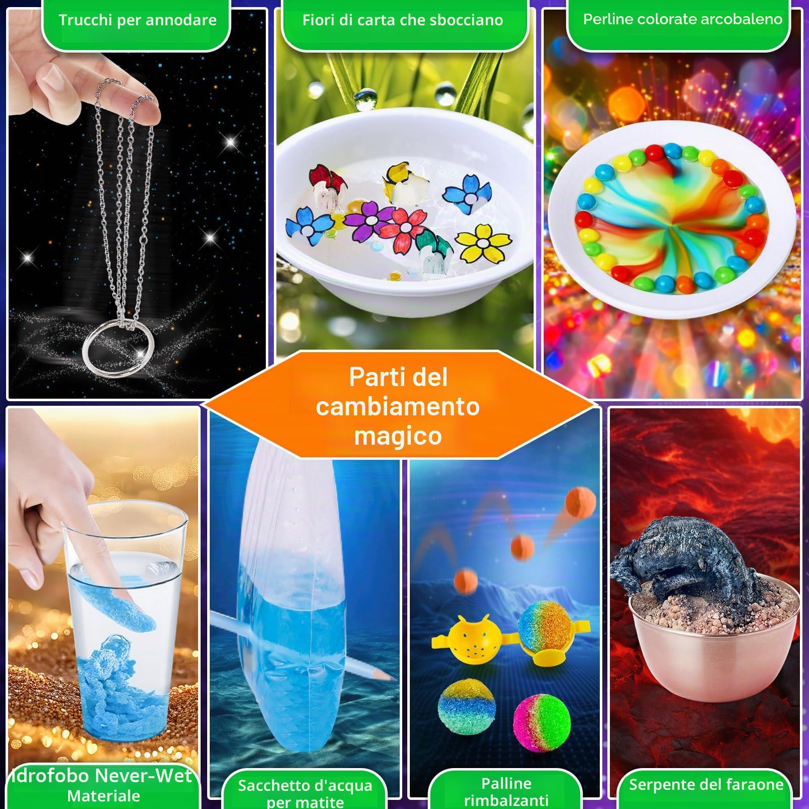 PATIFEED 230 Esperimenti Kit Scienza per Bambini Ragazzi Ragazze Regali Idea S.T.E.M Giocattoli con Magia Chimica Set Cristallo Crescente Fisica Vulcano