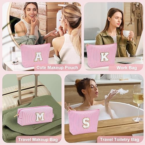 Miniatura 6 de YOOLIFE Regalos de Navidad para niñas adolescentes, bolsa de maquillaje con inicial, bolsa de maquillaje de viaje para cosméticos, 9, 10, 11, 12,