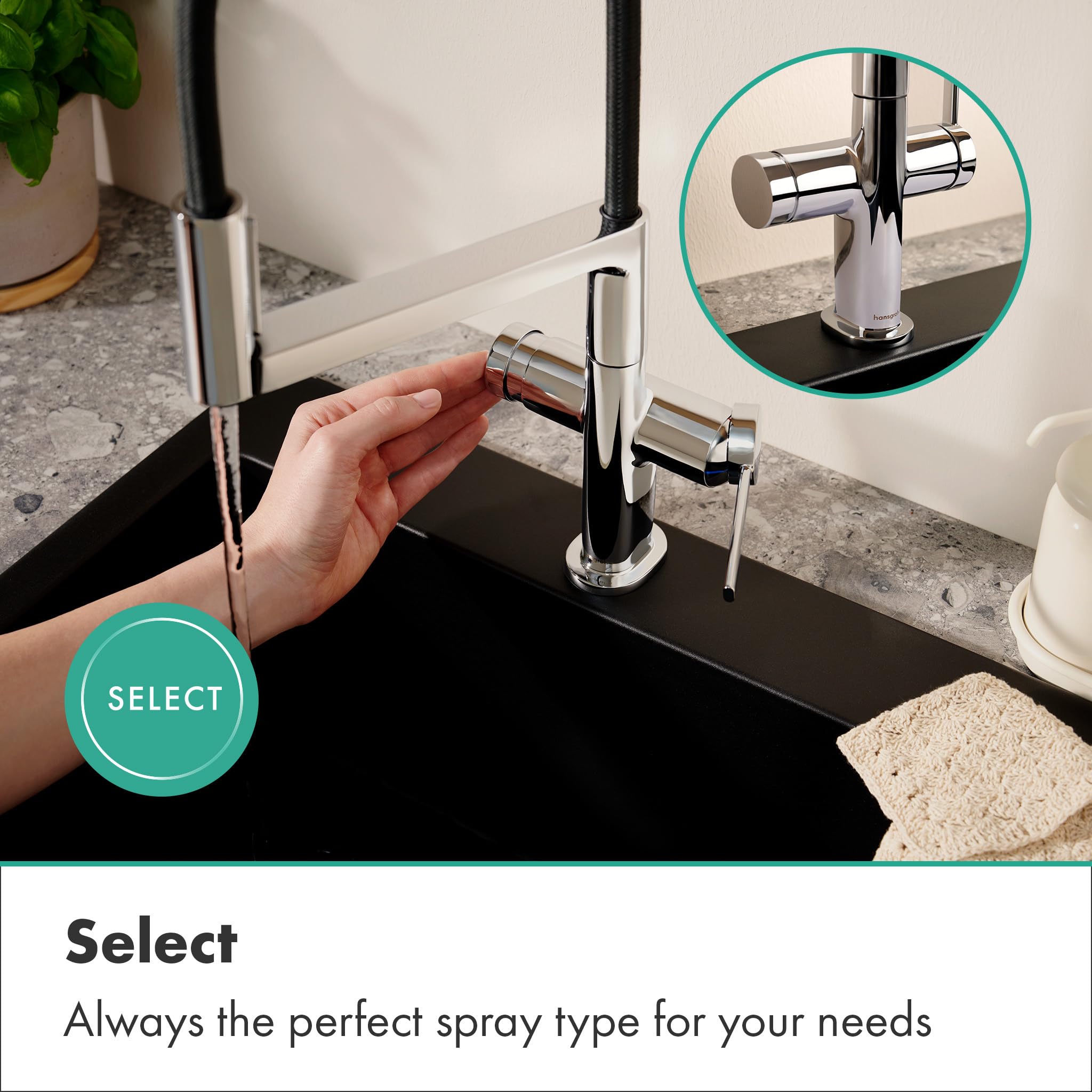 hansgrohe Talis Select M54 PowderSpray - Küchenarmatur mit Brause ausziehbar, SemiPro, 3 Strahlarten, Wasserhahn Küche mit Auslaufhöhe 210 mm, Mischbatterie Küche 360° schwenkbar, Chrom, 72861000