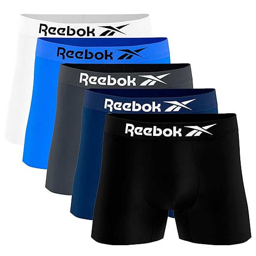 Kit 5 Cuecas Boxer Reebok Microfibra Sem Costura Conforto Elasticidade