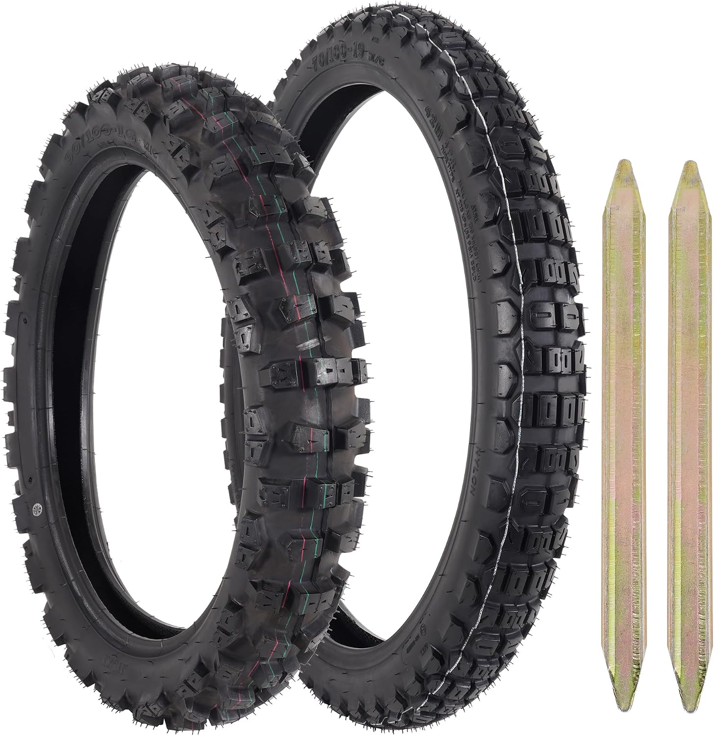 RUTU Tire Sets Front 70/100-19 & Rear 90/100-16 for Motocross Off-Road Tire Tube 50cc to 450cc Pit Bikes Dirt Bikes CR85R CRF80F CRF150 XR100 TTR125 KX100 KLX140 DR125