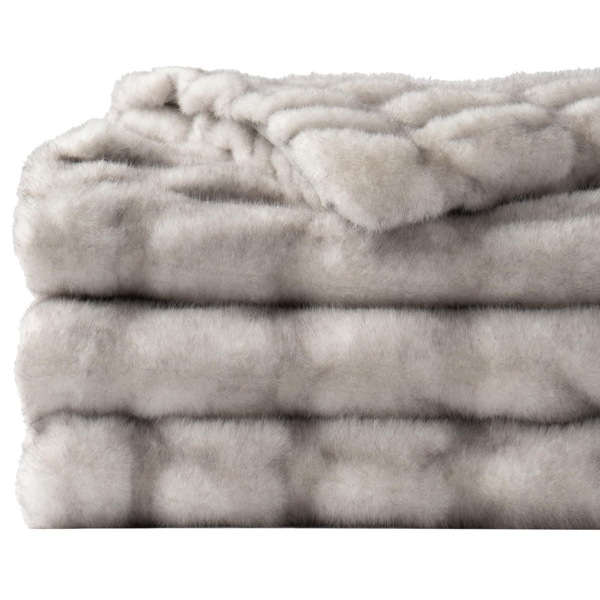 Battilo Luxury Faux Rabbit Fur Throw Blanket with Black Tipped, 125x150cm