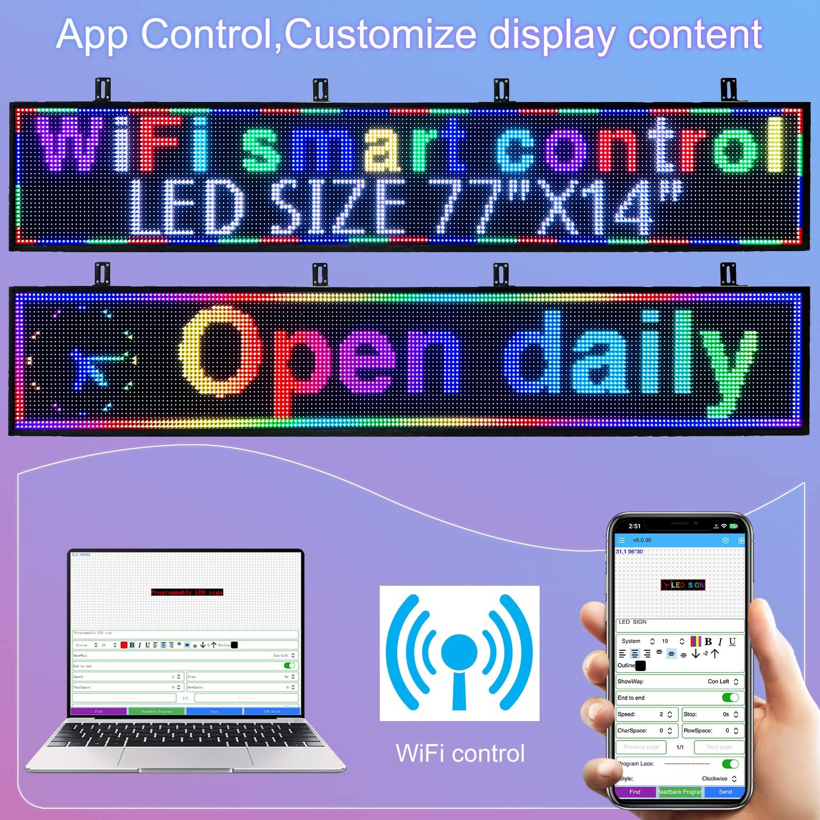 P10 - Letrero LED programable de desplazamiento para negocios, pancarta personalizada para publicidad al aire libre, señal digital abierta, pantalla LED, tablero de mensajes, control WiFi, letrero de