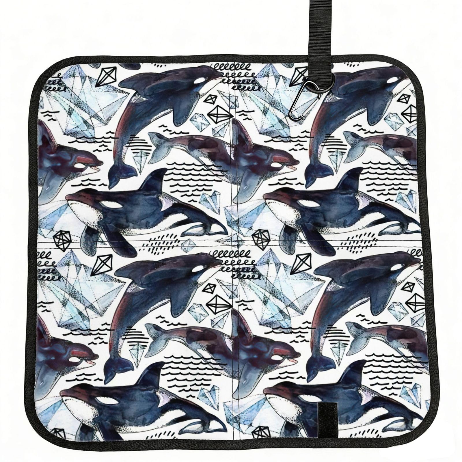 KAPPTYY Killer Whale Printed Bleacher Seat Cushion PE Foam Filling, Foldable Sitting Pad for Concert Stadium Events