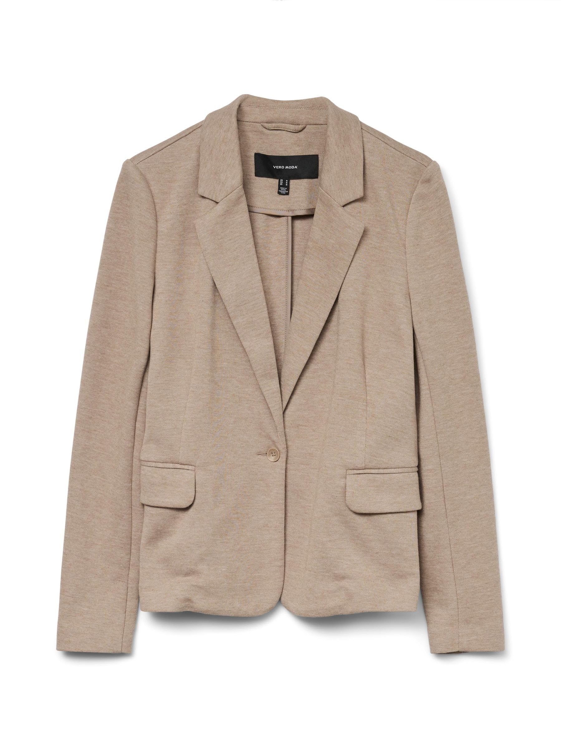 VERO MODA Damen Jersey Blazer Julia leichte Stoffjacke 10154123 Silver Mink Melange 44