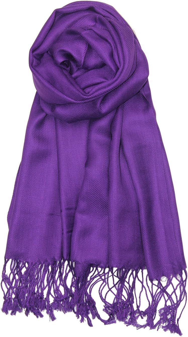 Achillea Soft Silky Solid Pashmina Shawl Wrap Scarf for Wedding Bridesmaid Dress