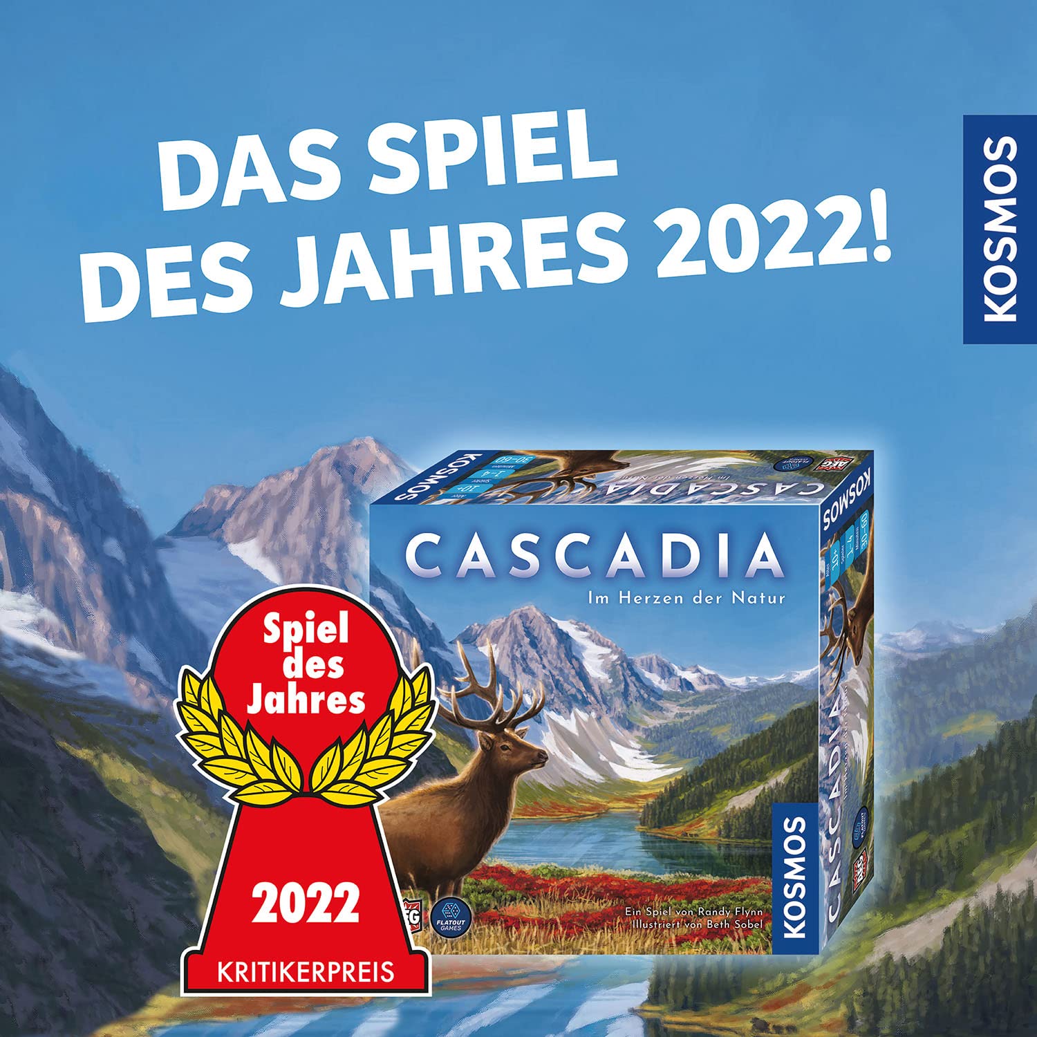 KOSMOS 682590 Cascadia - Im Herzen der Natur, Spiel des Jahres 2022, Brettspiel mit Holz-Elementen, Familienspiel für 1-4 Personen ab 10 Jahren, Gesellschaftsspiel