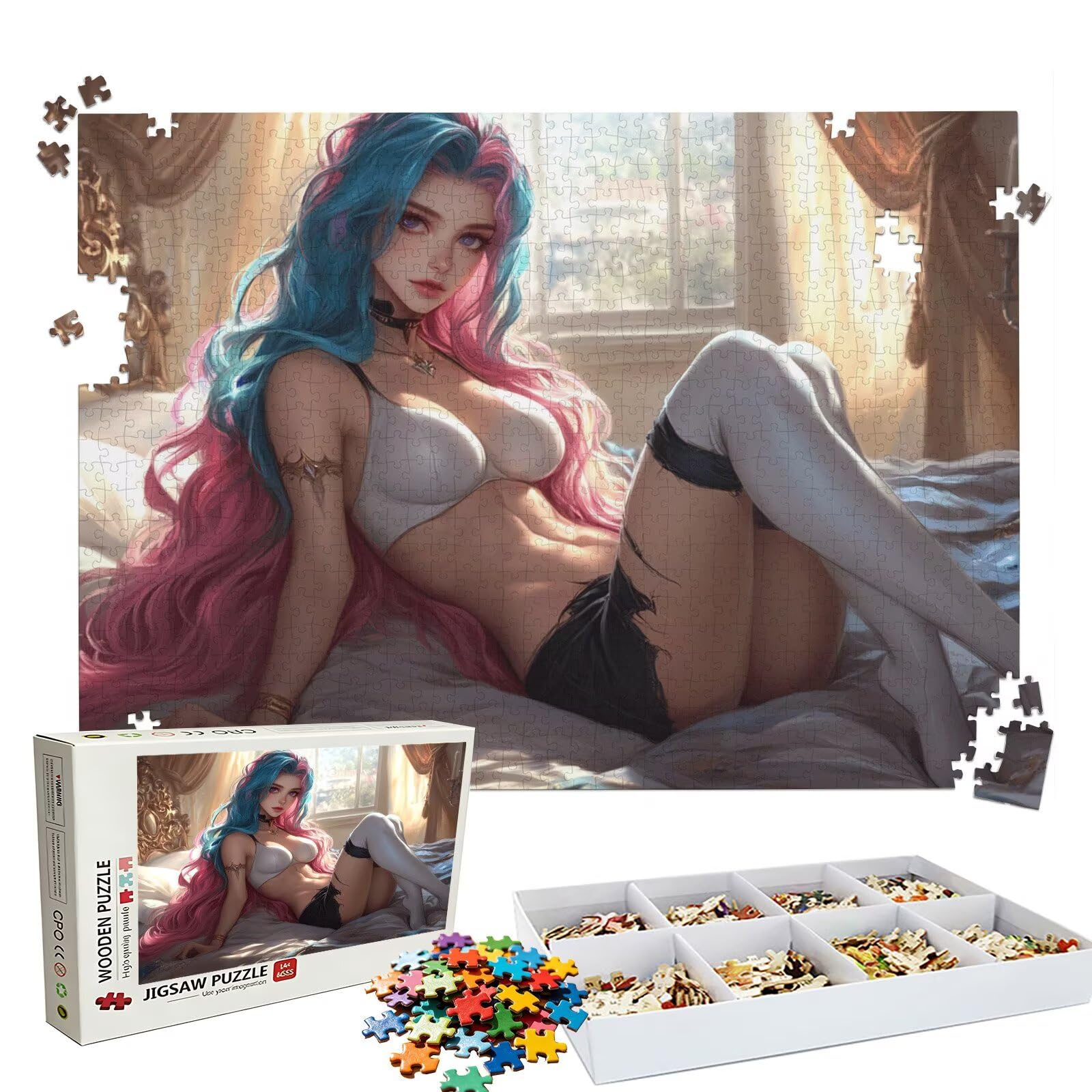 Puzzle cartone animato ragazza, Puzzle Adulti 5000 pezzi, Puzzles Legno con Squisita Scatola di Imballaggio, Rompicapo per Esperti con Incastro Perfetto, Regalo per Adulti Decorazioni Casa W3H-773