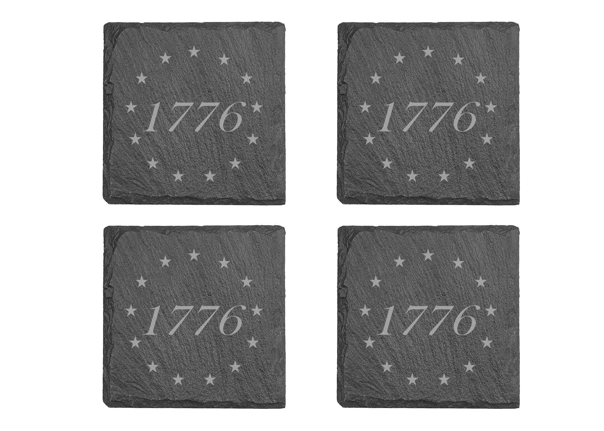 Rogue River Tactical Slate Coaster 4 Pack Gift Set Patriotic Betsy Ross 1776 USA Flag Drink Coaster Set Gift United States Bar Kitchen Home Stone Coasters