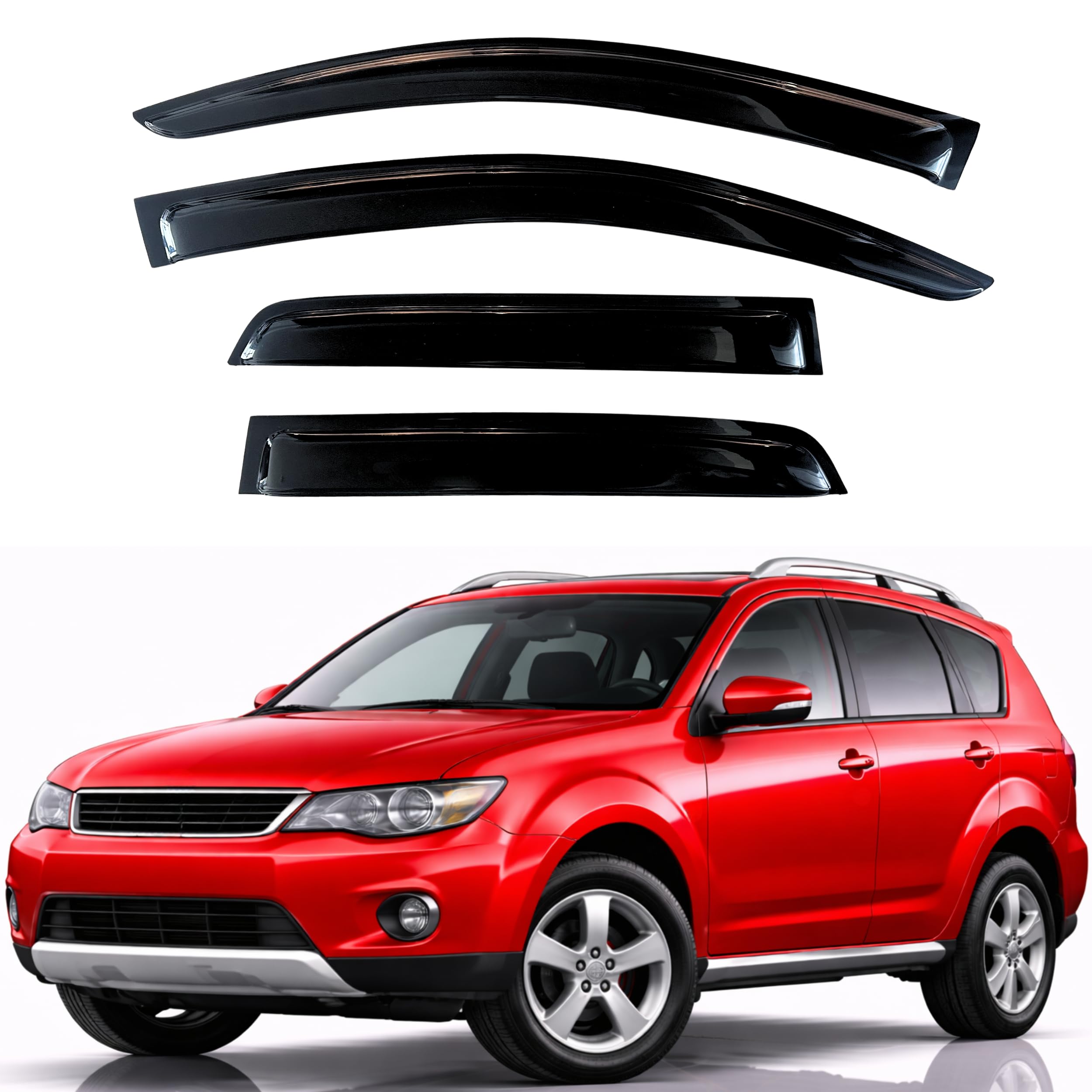 KPY Rain Guards Fit for 2007-2010 Mitsubishi Outlander, Out-Channel Window Visors Vent Wind Deflectors 4PC, Car Accessories for 07-10 Outlander