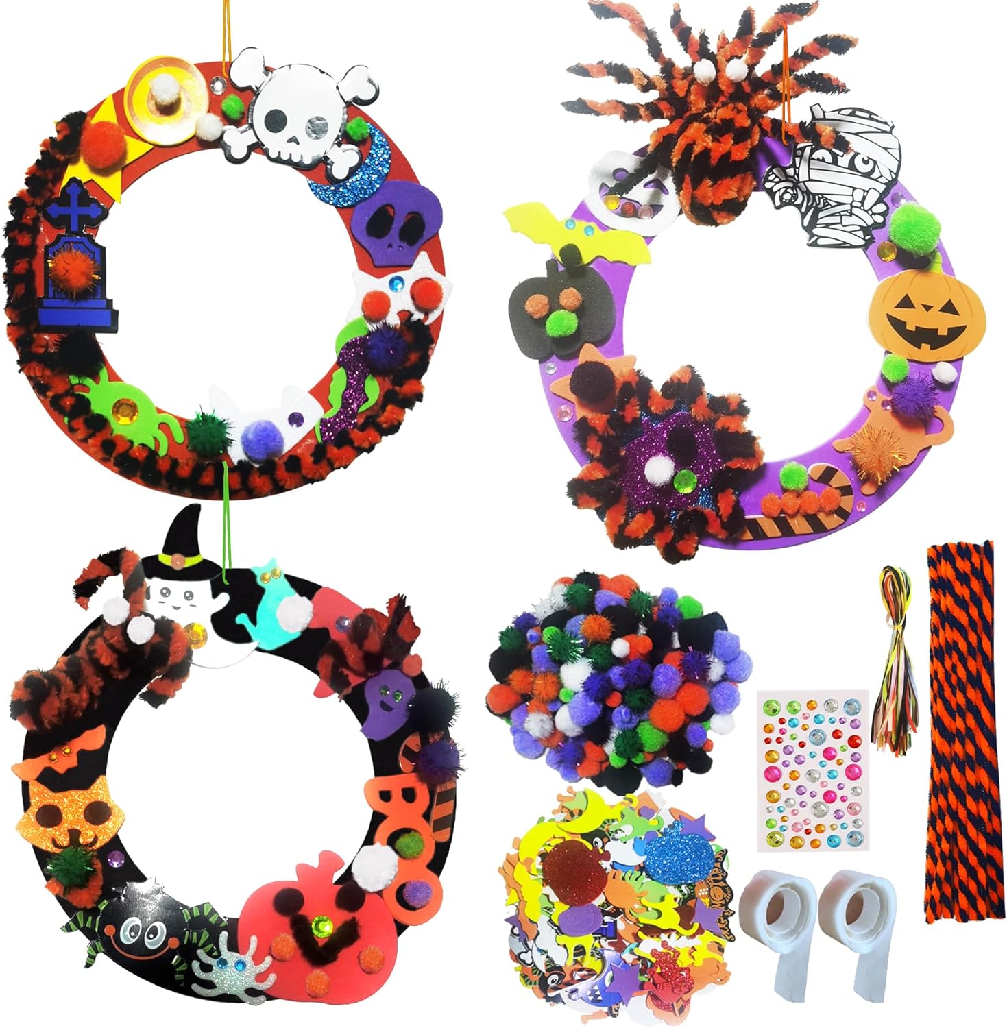 Ayhuhra Halloween Foam Wreath Craft Kit 12 Sets Halloween