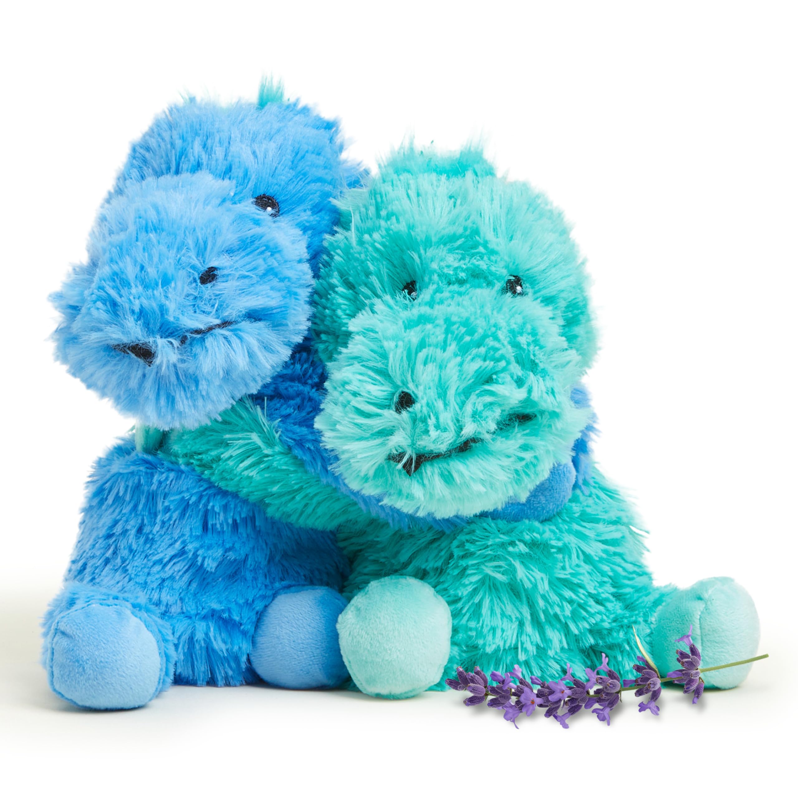 warmies Hugs Duo, Microwavable & Weighted Stuffed Animals, Dinosaur - Heated Stuffed Animal Plushie for Warmth & Comfort - Cute Soft Plush Toys for Adults & Children (Boys, Girls, Babies & Toddlers)