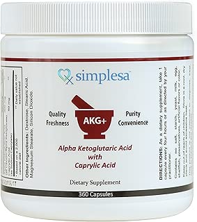 SIMPLESA NUTRITION- AKG (Alpha ketoglutarate) Capsules- AKG (Alpha ketoglutarate) with Caprylic Acid- 360 Capsules - coolthings.us