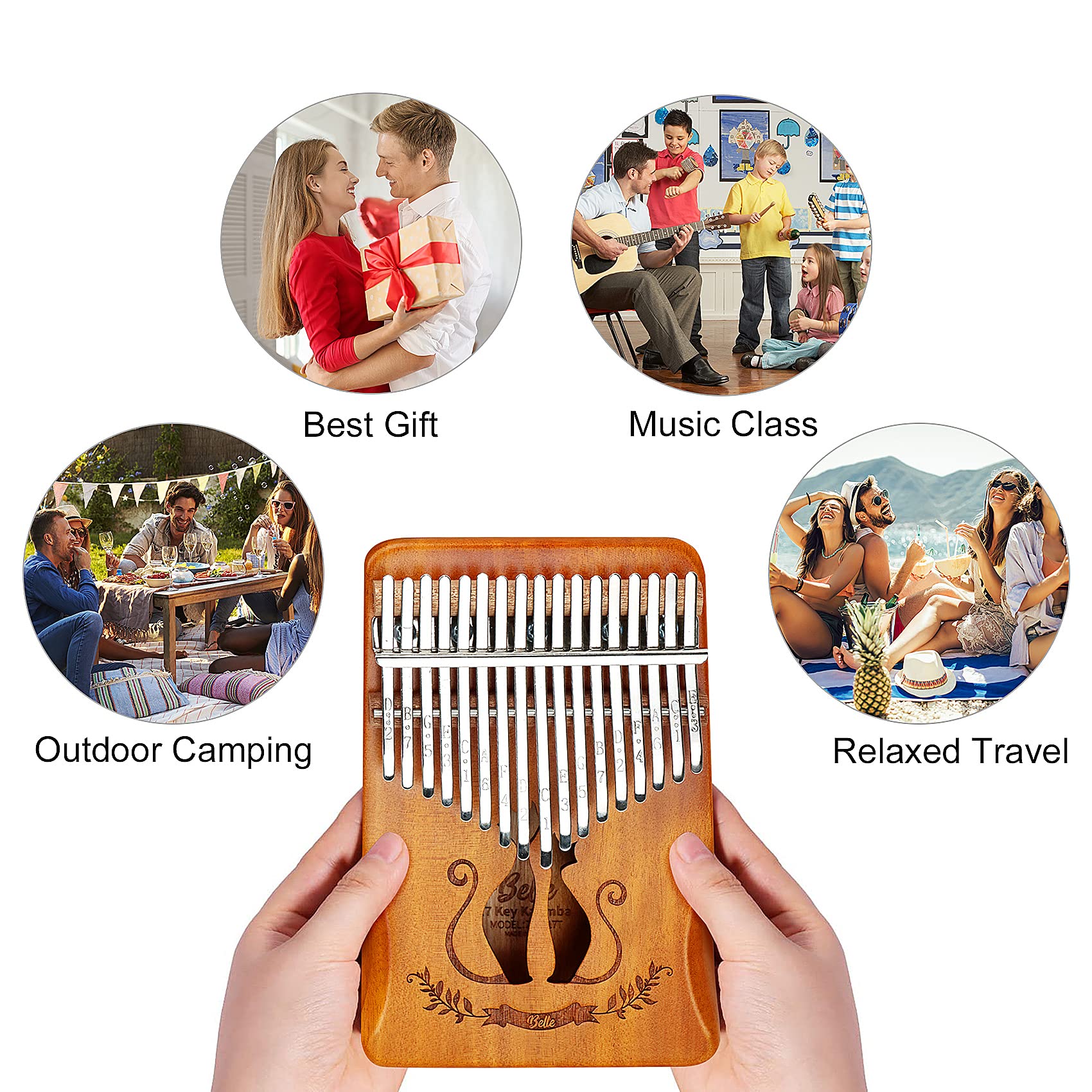 Kalimba - Pianoforte a 17 tasti, per principianti, martello d'accordo, impermeabile, regalo per bambini e adulti, tutto in un unico set