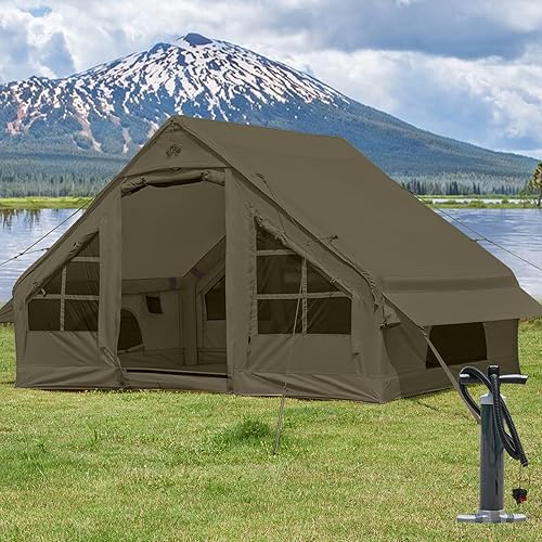 Inflatable Tents for Camping with Stove Jack, 468 Person Easy Setup Blow Up Tents for 4 Seasons Waterproof Inflatable Hot Tent, Air Glamping Tent