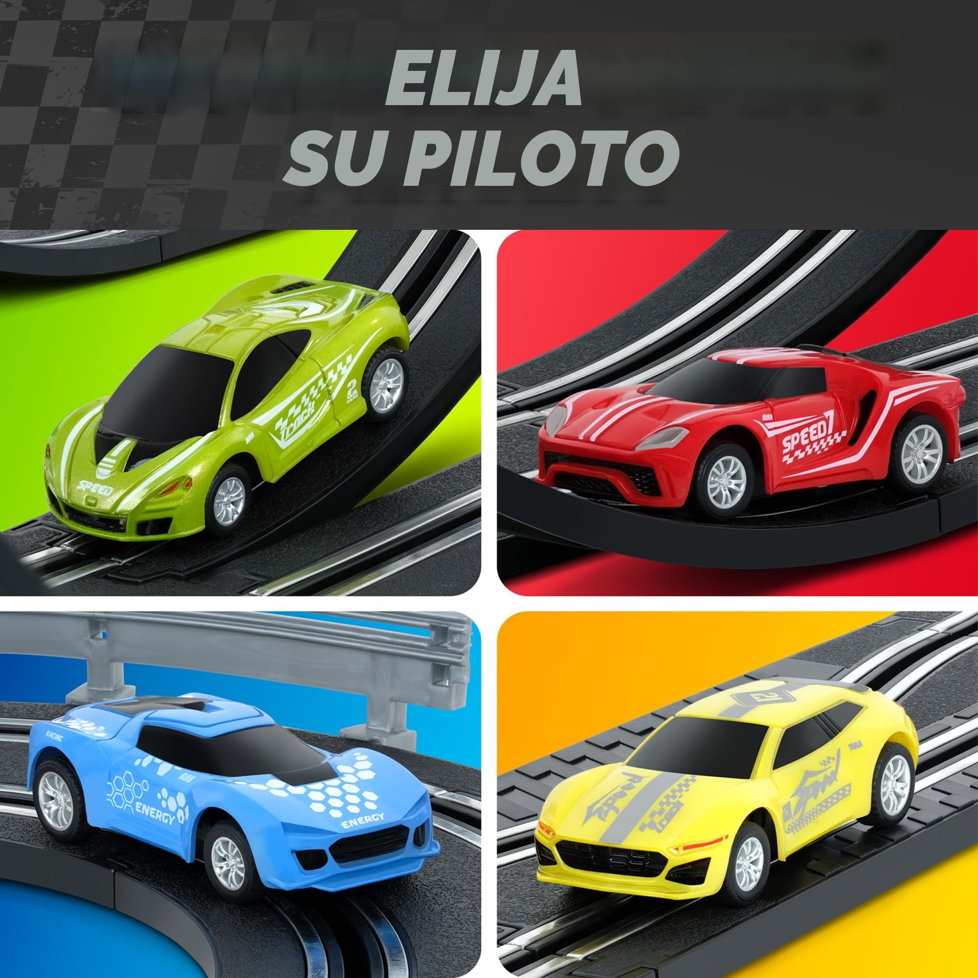 Atlasonix Juegos de pistas de carreras de coches de ranura, pista de carreras y accesorios, pista de vehículos de carreras eléctrica, pista de carreras eléctrica dual para niñas y niños a partir de 5