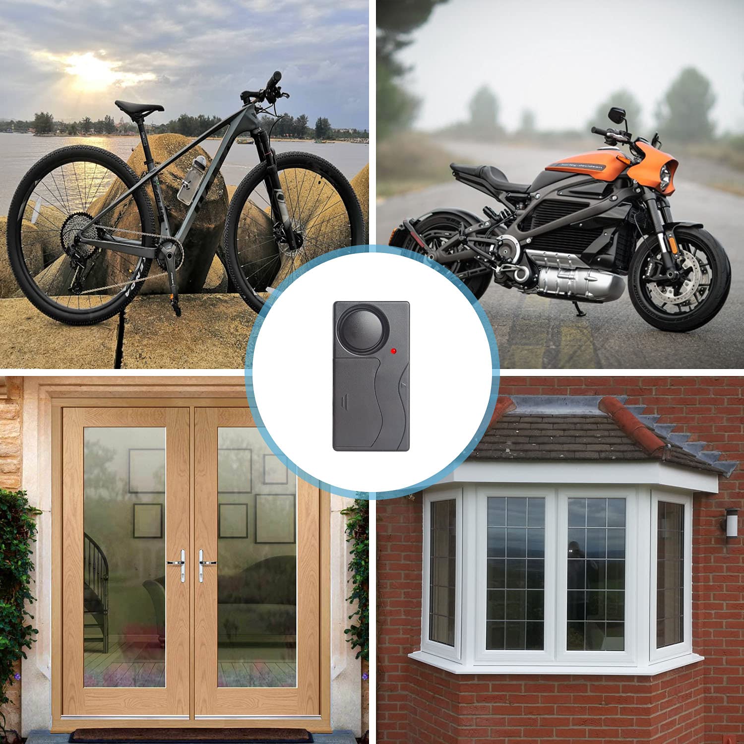 Mengshen Alarma Inalámbrica Antirrobo, Sirena con Sensor De Movimiento De Seguridad para Bicicleta, Motocicleta, Scooter, Puerta, Ventana, Vehículo, 110dB con Control Remoto