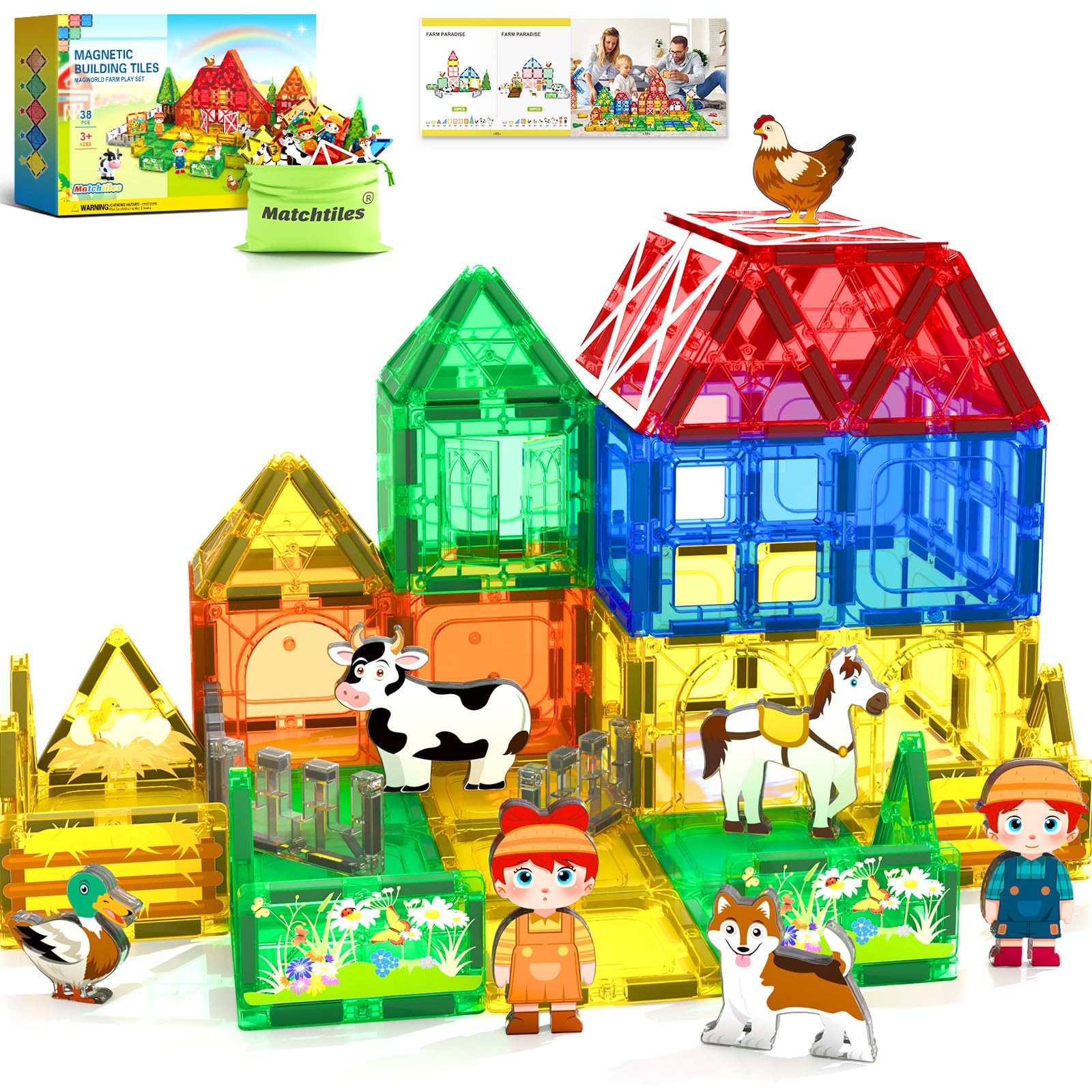 Matchtiles Farm Animals Magnetic Tiles