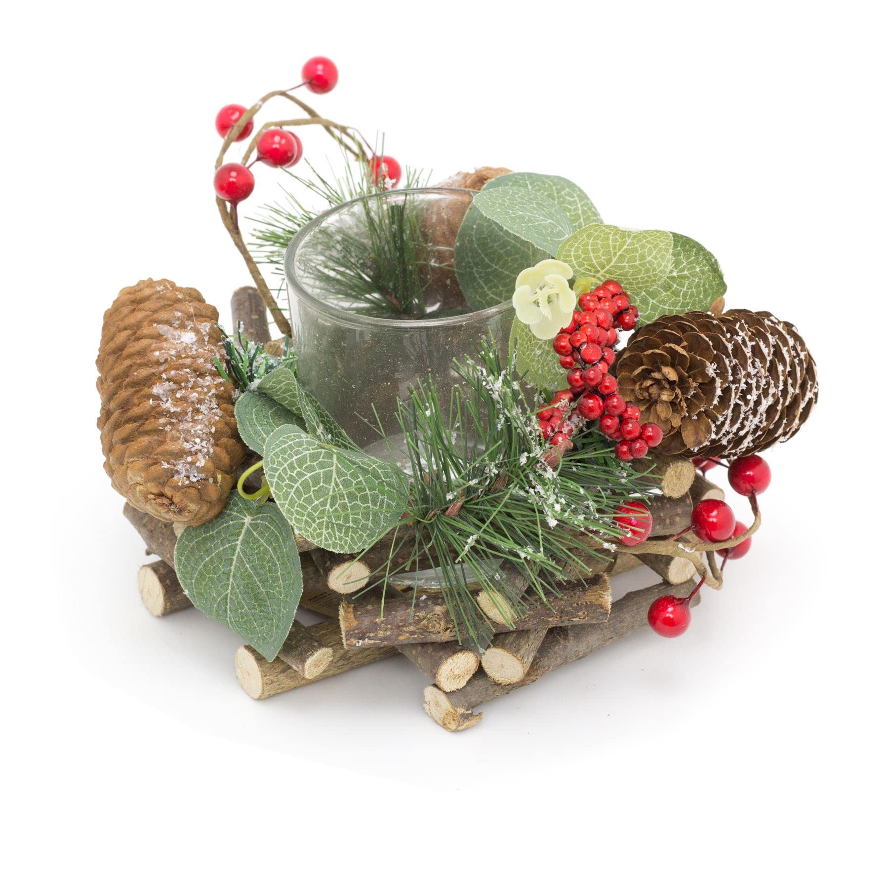 Carousel Home 15cm Traditional Christmas Tealight Candle Holder | Wreath Candle Holder | Candle Centerpiece, Multicoloured