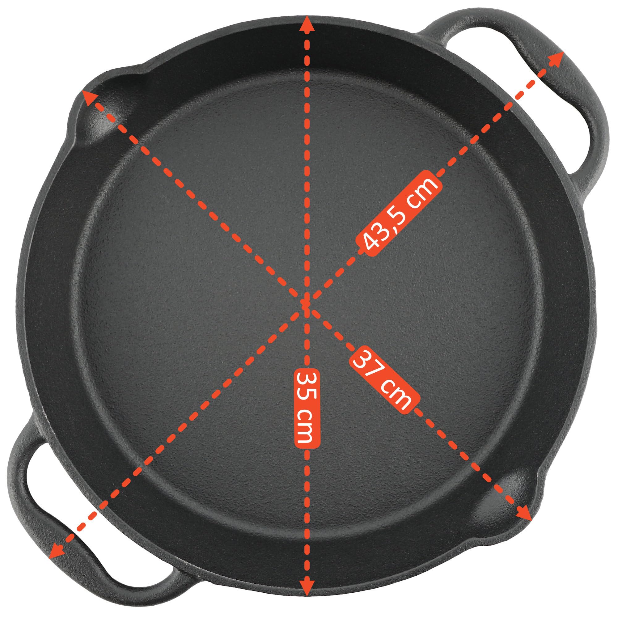 Intirilife Gietijzeren pan - Rond met een diameter van 30 cm - Hoogte