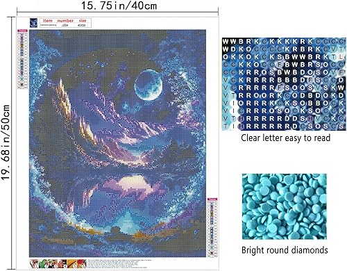 Miniatura 4 de Rousp Kits de pintura de diamantes 5D para adultos, arte de diamantes de 15.7 x 19.6 pulgadas, pintura de diamante de luna azul, arte de diamantes