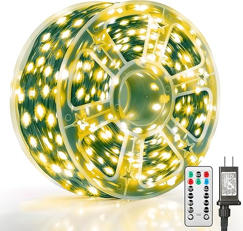 Miniatura 12 de Mlambert 1500 luces LED de Navidad de 492 pies, luces de hadas regulables impermeables para exteriores con control remoto, 8 modos de iluminación