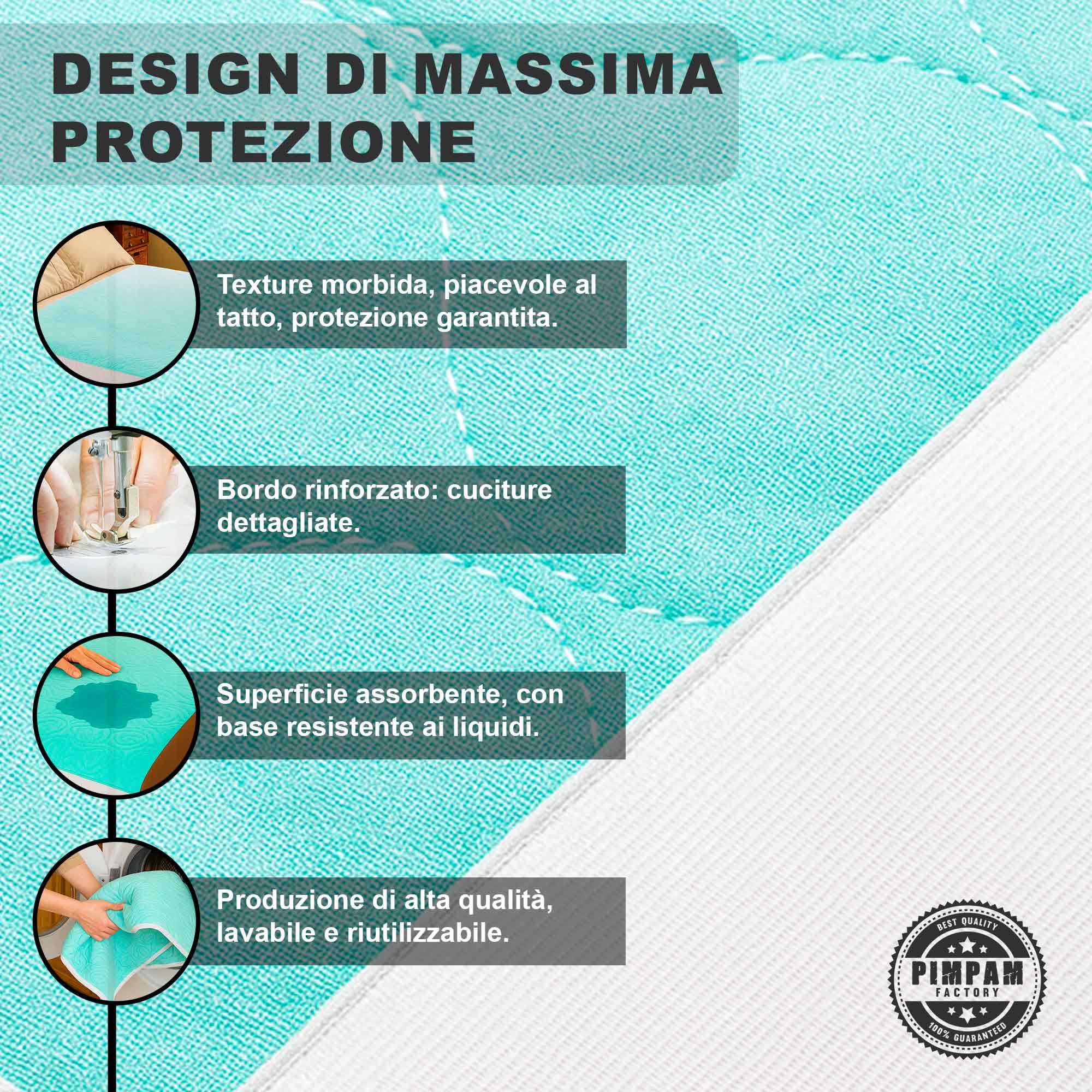 Salvamaterasso Impermeabile Lavabile 160 x 85 con Ali - PimPam Factory Traverse Letto Anziani