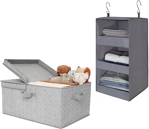 GRANNY SAYS Paquete de 1 paquete de contenedores de almacenamiento rectangulares extra grandes y 1 organizador colgante de armario