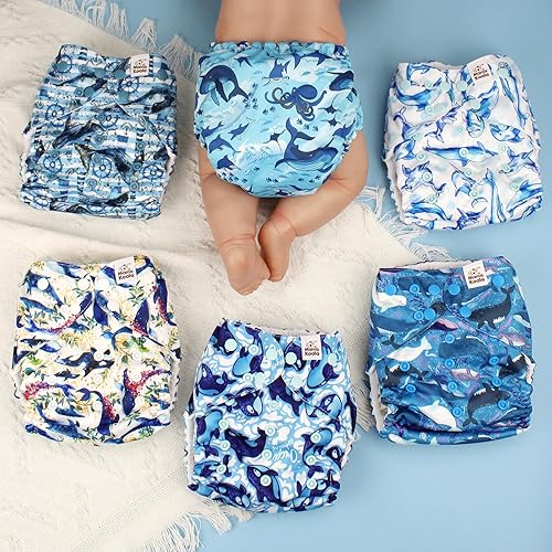 Miniatura 3 de Mama Koala 3.0 Pañales de tela para bebé con 6 inserciones, con 6 inserciones de algodón de cáñamo Bboo de 6 capas
