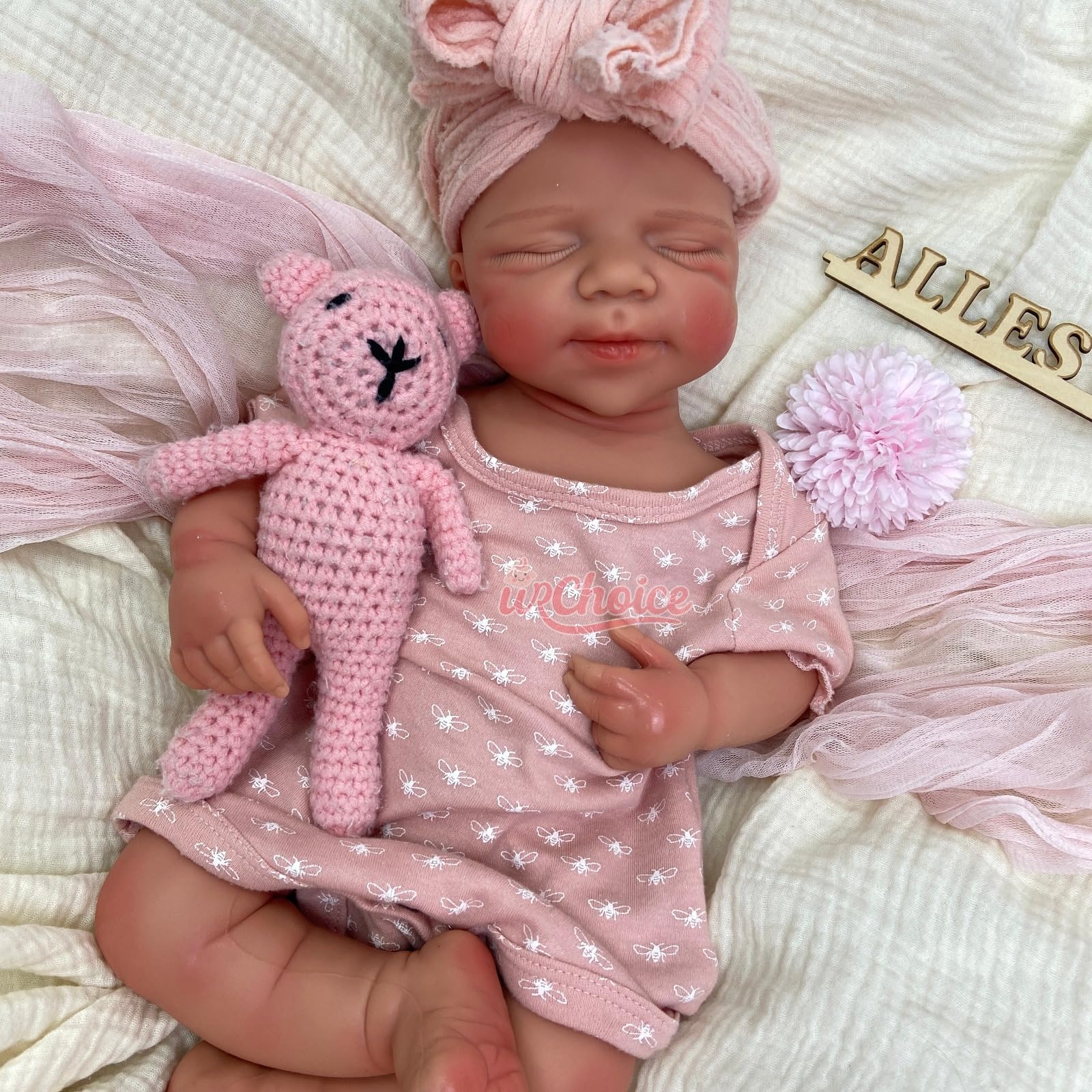Muñeca Bebé Reborn Silicona de Cuerpo Completo,50cm con Boca Abierta