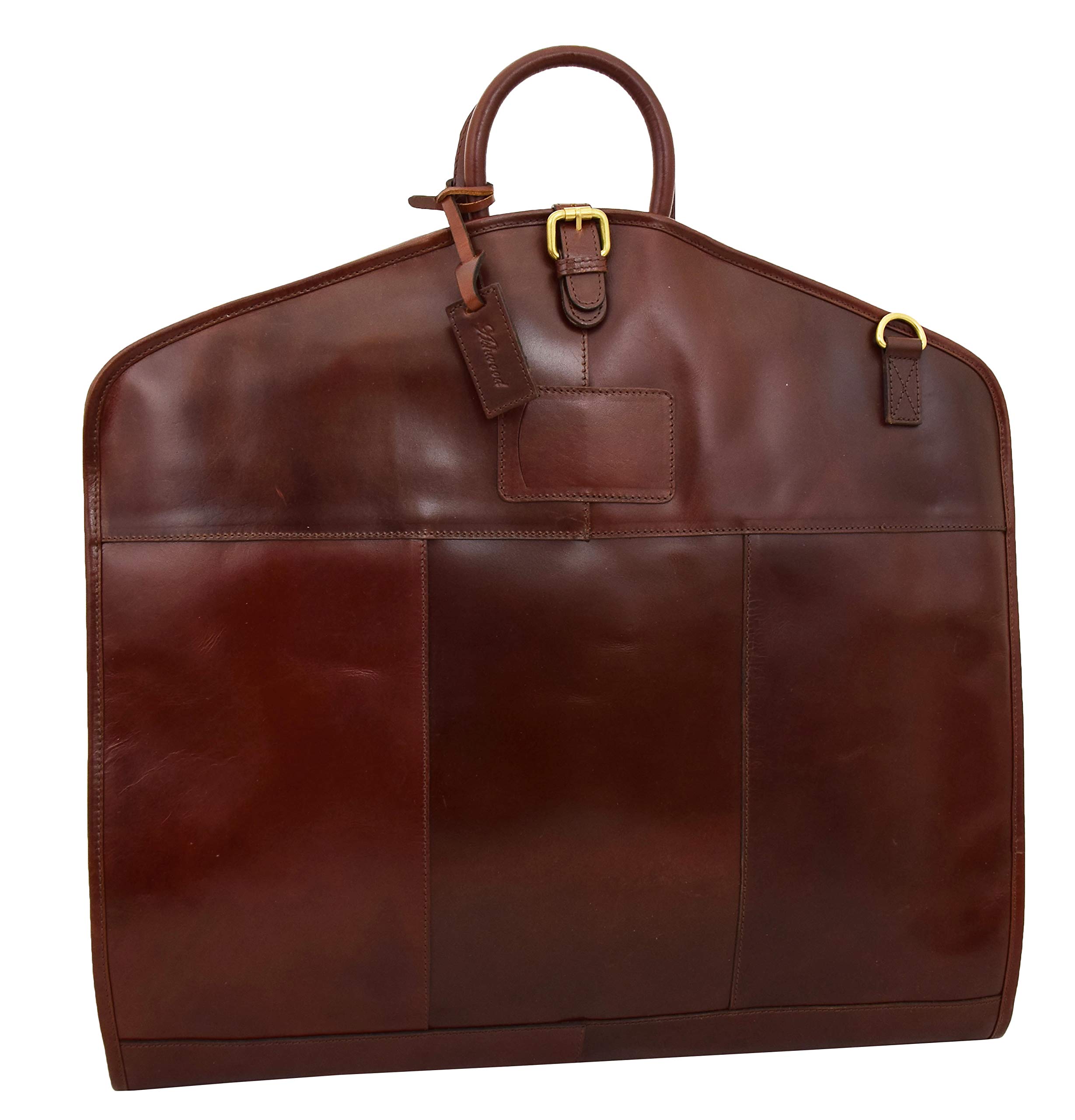Portador de Traje de Cuero Lujo Delgado Viaje Bolsa de Ropa Vestido Keswich Brandy