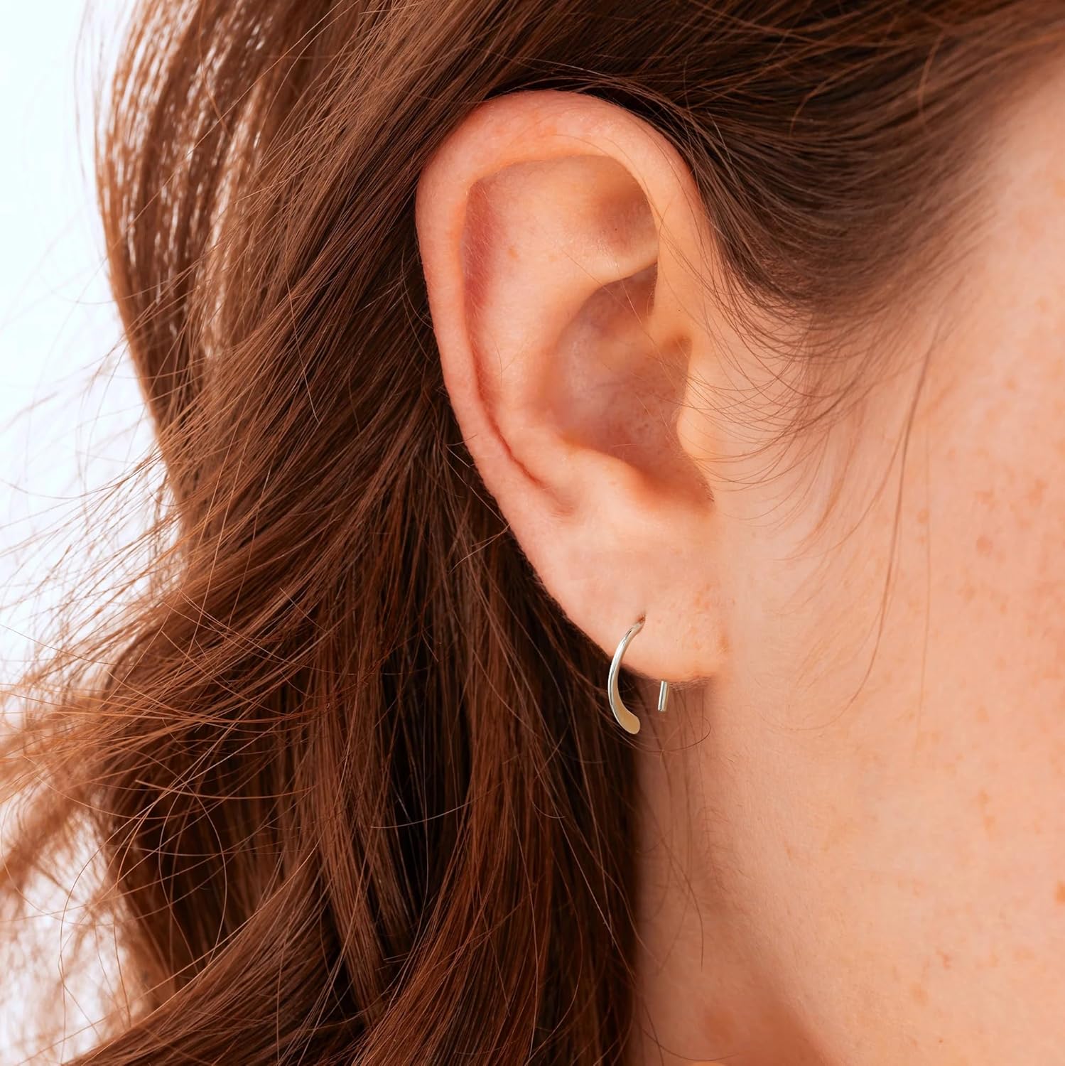 CHIC & ARTSY 925 Sterling Silver Half Hoop Earrings for Women, Adjustable Huggie & Threader Hoop Earrings Collection, Hypoallergenic Lightweight Sleep & Everyday Earrings with Symbolic Designs - Image 3