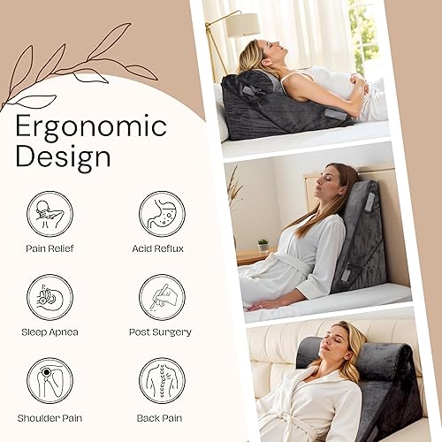 Miniatura 2 de 3 almohadas de cuña para la apnea del sueño  Almohada refrescante de espuma viscoelástica de reflujo ácido  Almohada de cuña ajustable de 9 y 12