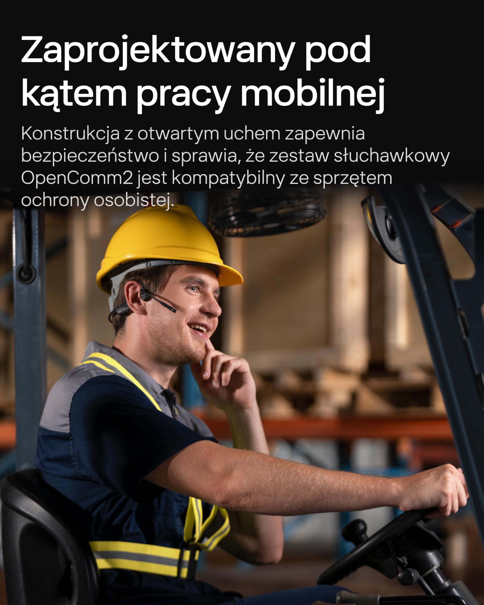 Shokz OpenComm2 UC headset Open-Ear na PC z USB-A | 16h rozmów, mikrofon z redukcją szumów, Bluetooth, technologia kostna, do biura, połączeń i spotkań