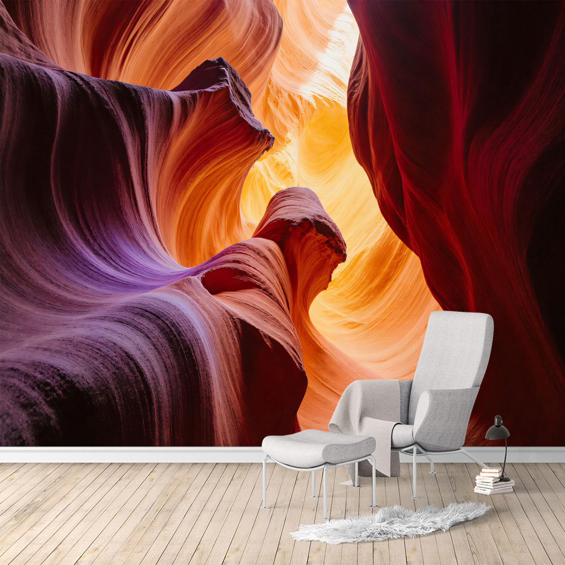 Custom Size Wall Murals, Slot Canyon & Sandstone Rock Formations, Removable Self Adhesive Large Wallpaper Mural for Living Room Bedroom Office Home Decor