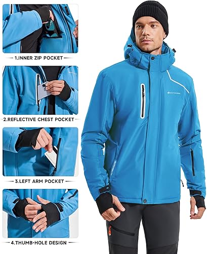 Miniatura 3 de Heathyoga Chaqueta de esquí impermeable para hombre, chaqueta de snowboard para hombre, chaqueta de nieve, chaquetas de esquí, chaquetas de