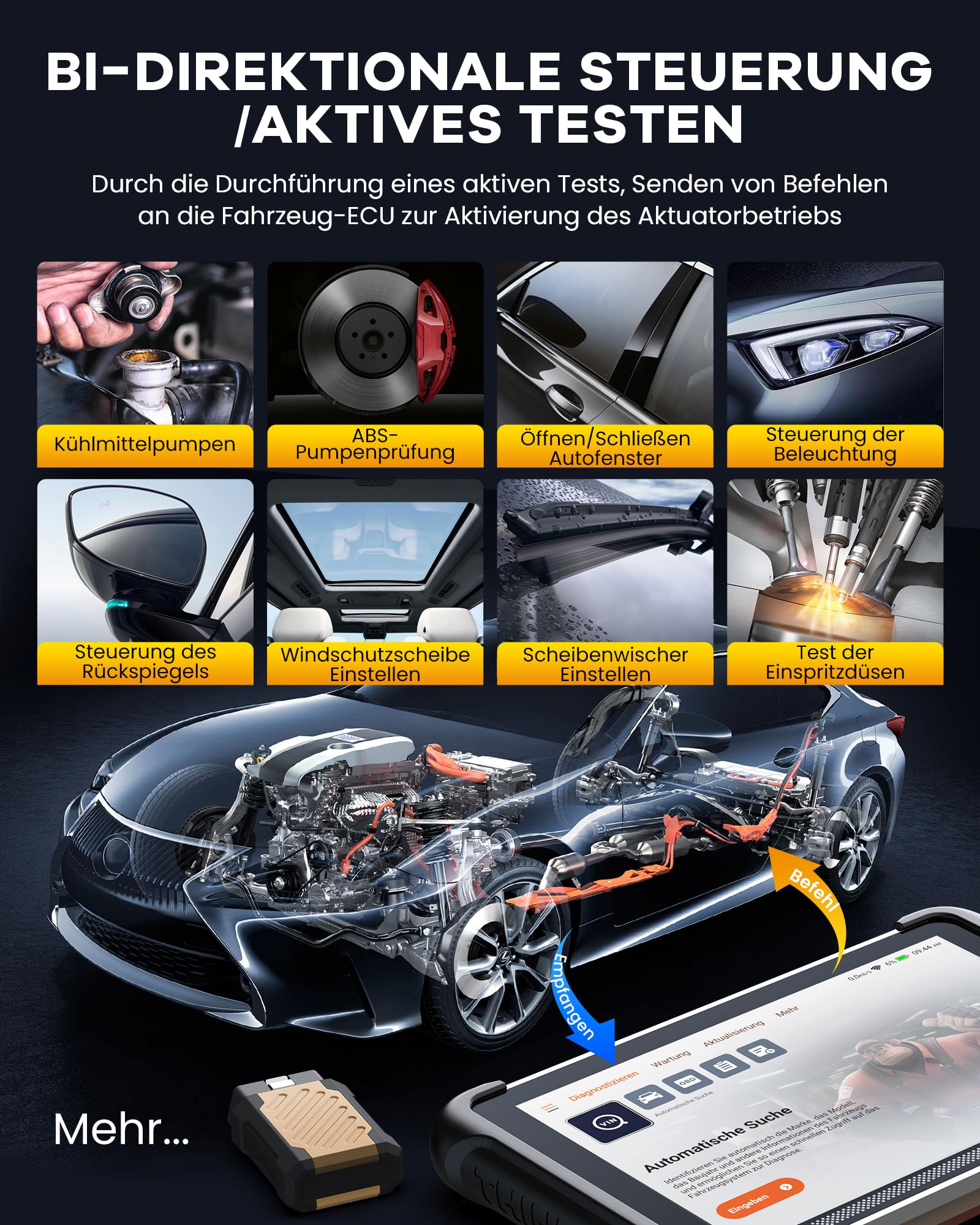 Auto Diagnosegerät, ThinkScan TK689BT OBD2 Diagnosegerät Mit 34 Reset-Funktion + Volle Systemdiagnose, Diagnosegerät Auto Für ECU-Codierung/BI-Direktionale Steuerung/CANFD&DoIP, Kostenlose Updates