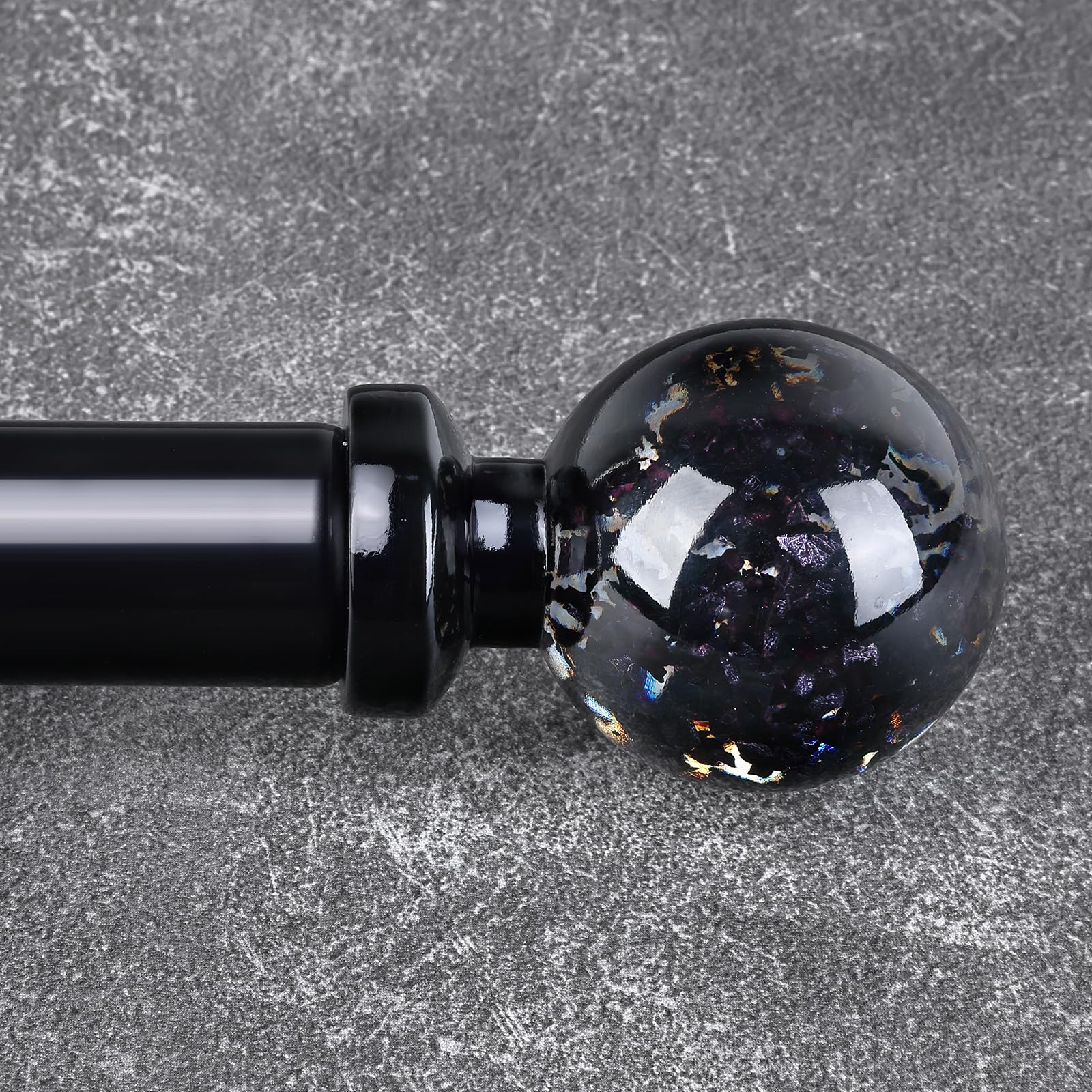 Black Curtain Rods for Windows 72 to 144 Inch with Crystal Ball Finials