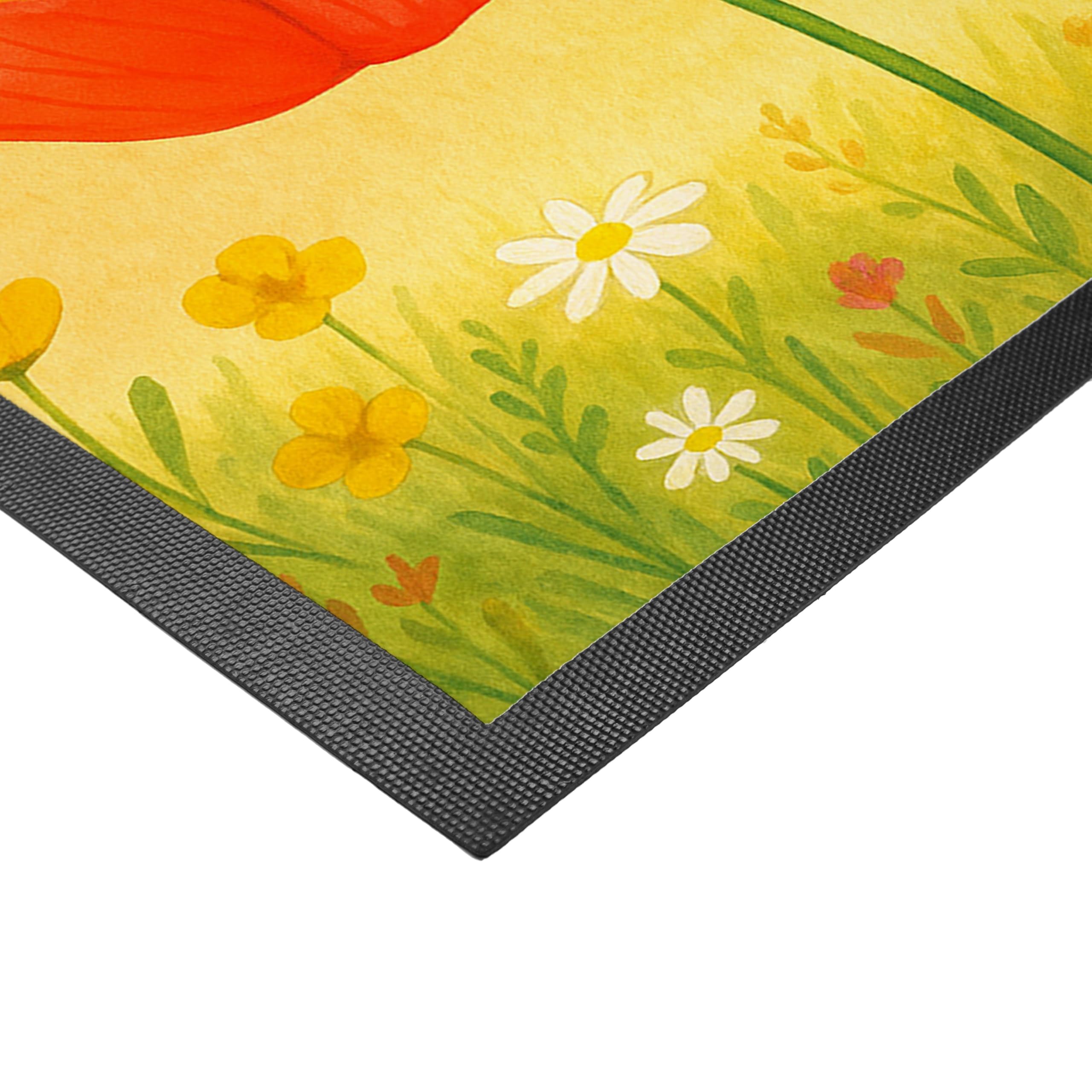 Mr. & Mrs. Panda Fussmatte personalisiert Blume Mohnblume Design 40 x 60 cm - Geschenk, Respekt, Personalisierte, Garten, mit Namen, Fußmatte personalisierbar, Individuelle, Glaube, Mohn, Selbstliebe