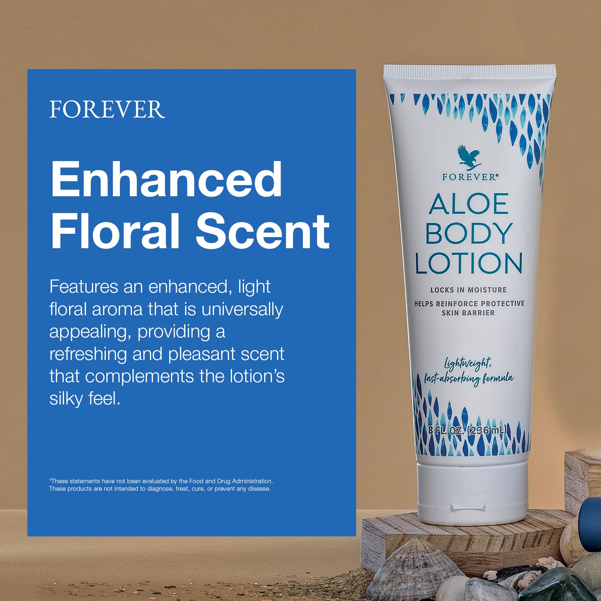 Forever Living Products Forever Living Aloe Körperlotion, schnell einziehend, für junge Haut, vegan und glutenfrei, sanfter Blumenduft, 236 ml