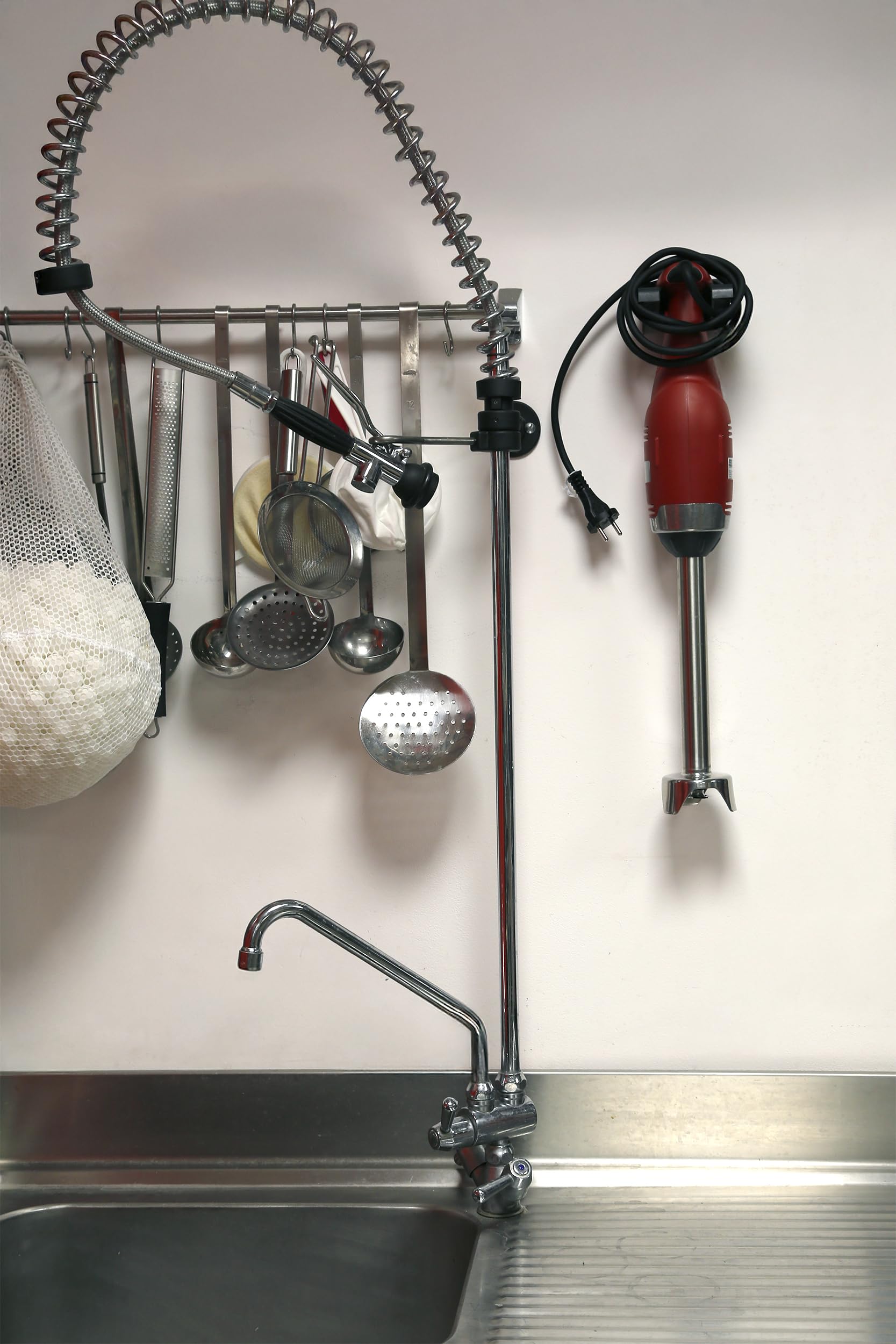 METRO Professional Frullatore a immersione GSM1015D, acciaio inox/plastica, 9.1x9.1x55 cm, Ø lama: 8.2 cm, 9.000 giri/min, asta rimovibile, rosso
