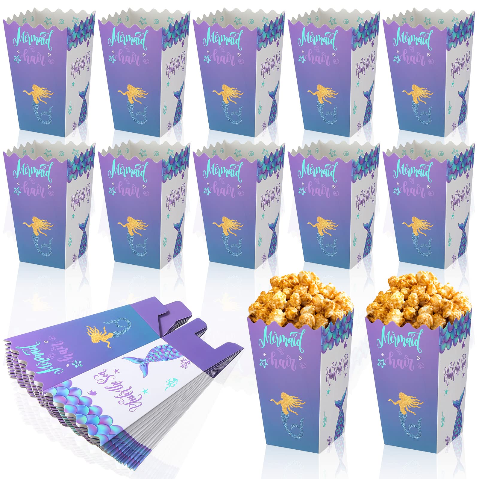 Buy Mermaid Popcorn Boxes Glitter Paper Popcorn Boxes Mermaid Themed