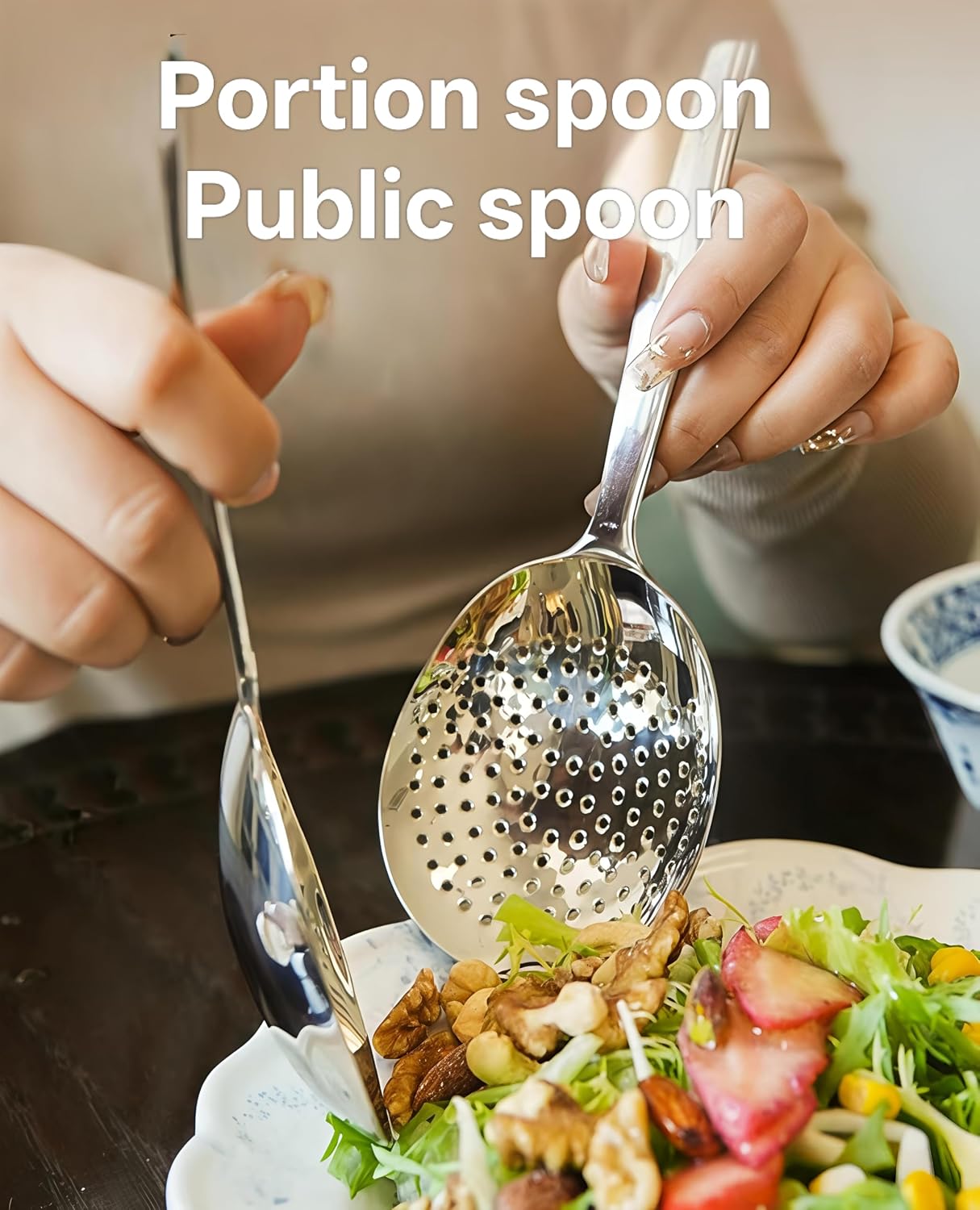 8-Inch Stainless Steel Skimmer Slotted Spoon, 3.08-Inch Spider Strainer for Frying, Cooking, Pasta Draining - Durable & Heat-Resistant Kitchen Tool