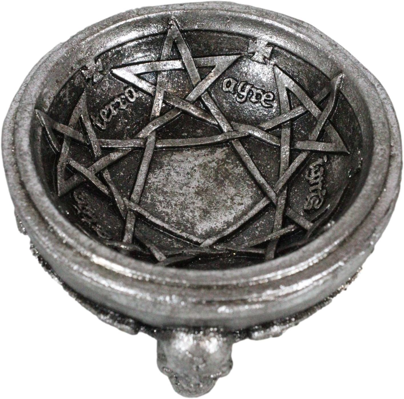 Ebros Gift Gothic Winged Skulls Pentagramatron Supernatural Magical Talismans Vintage Design Trinket Dish Figurine Pentagram Wicca Witchcraft Occult Accent
